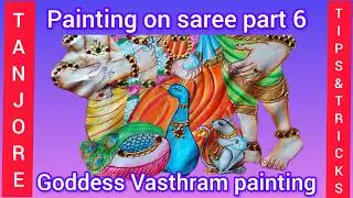 Tanjore painting on saree pallu parvathi murugar vinayagar vastram painting@subhas_finger_magic