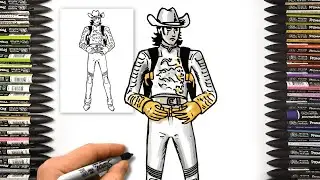 Draw Gunslinger Outlaw Midas | Fortnite Lawless | Drawing Tutorial #fortnite #fortnitelawless