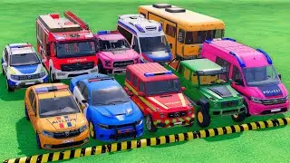 POLICE CARS, FIRE DEPARTMENT, AMBULANCE VEHICLE TRANSPORTING WITH TRUCKS ! Farming Simulator 22 #44