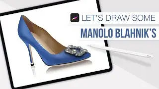 How to Draw Manolo Blahnik Blue Satin Jewel Buckle Heels