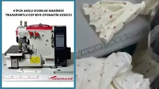 4 İplik Akıllı Overlok Makinesi Transportlu Cep Biye Otomatik Kesicili
