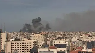 Large column of black smoke billows over Gaza City after latest Israeli airstrike
