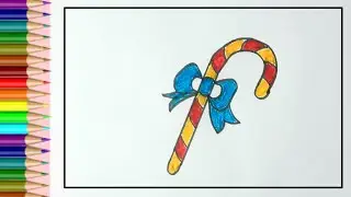 How to draw candy cane doodle drawing for kids | Easy christmas doodle drawing for kids