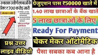 💸₹700 करोड़ 1.40 लाख छात्राओं के बैंक खातों में 50000 |50000 Scholarship Ka Paisa Kab Milega Update 