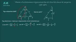 9 3 02 Vlerat e funksioneve trigonometrike të disa këndeve të veqanta 30°,60°