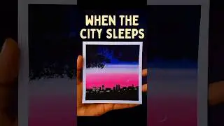 when the city sleeps#CityscapeArt #TwilightPainting #MoonlitSky #ArtForBeginners #HandmadeCard