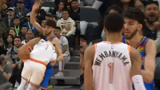 Victor Wembanyama stares down Chet Holmgren after going through him for dunk 👀