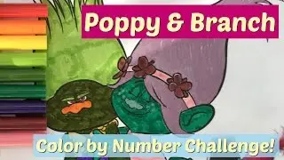 Trolls Coloring Pages Color by Number Challenge - Poppy and Branch