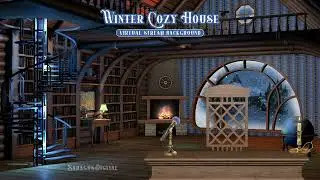Winter Stream Background, Vtuber Assets, Twitch Overlay, Cozy Room, Fireplace, Snow, Christmas