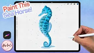 Paint This! Blue Sea Horse in Procreate Tutorial! Easy Guide