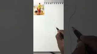 How to Drawing Lady in Saree Human Anatomy standing Position