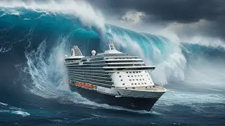 Giant Tsunami vs Mega Cruise Ship in the Open Ocean | Ultra-Realistic Disaster Simulation (AI VFX)