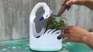 swan flower pot made of plastic bottle