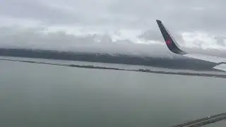 Flying above the Pacific Ocean and landing at Vancouver International Airport, Canada 