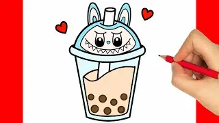 HOW TO DRAW LABUBU EASY - DRAWING MILK SHAKE EASY