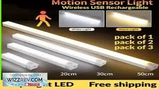 Strip Light LED PIR Motion Sensor Wireless USB Rechargeable Cabinet Closet Lamp
