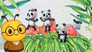 Five Little Pandas Jumping on the Bed | Nursery Rhymes & Kids Songs | Little Bee