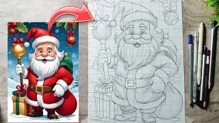 Santa Claus drawing Outline ,Merry Christmas drawing , How to draw Santa Claus, Step by step..⛄🤗🎄