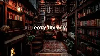 Cozy Library Ambience | Warm Fireplace & Peaceful Book Room