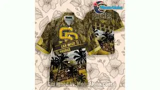 San Diego Padres Coconut Island Yellow Vintage Aloha Shirt