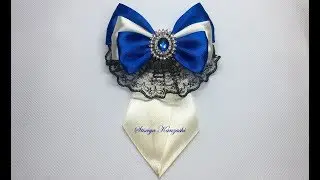 DIY / Brooch-tie / Two-tone bow with lace