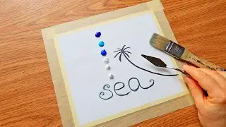 Daily Challenge #30 Acrylic Fan Brush Painting Tropical Paradise Beach