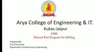 Manual part program for Milling (L8) - CIMS By R.S.Chhatrawat