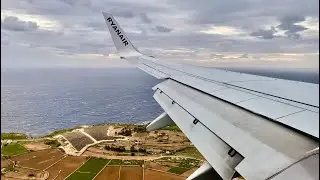Windy Overcast Approach and Landing at Malta | Ryanair | 4K 60FPS HDR