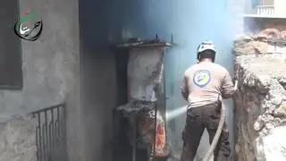 Aleppo- Hraitan: fire caused by incendiary weapons fired by suspected Russian warplanes 20 6 2016