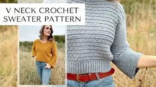 Easy V Neck Crochet Sweater Pattern