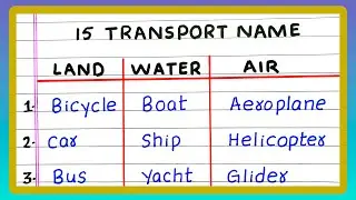 Names of Land Water and Air Transport | 5 | 10 | 15 Names of Land Water and Air Transport