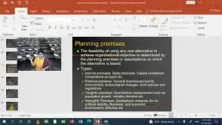 Process of Planning, Planning premises and Barriers to Effective Planning - part 4