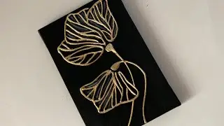 DIY Textured flower painting with gold leaf tutorial | texture art painting for beginners |Nazzy art