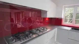 NON-SCRATCH KITCHEN GLASS ISLAND, WORKTOPS and GLOSSY SPLASHBACKS by Creoglass Design 01923 947 454