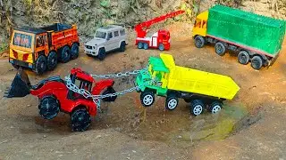 New John Deere Tractor and Tata Tipper Truck Accident Pulling Out JCB 3DX  | JCB Cartoon | Cartoon