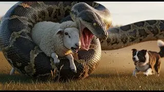 Brave Dog and Farmer Save Helpless Sheep from Giant Python