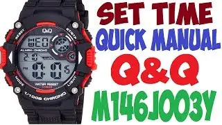How to set time Q&Q digital watch M146J003Y - quick manual