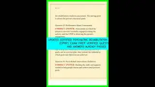 UPDATED CERTIFIED PSYCHIATRIC REHABILITATION PRACTITIONER CPRP EXAM PREP VERIFIED QUESTIONS AND ANSW