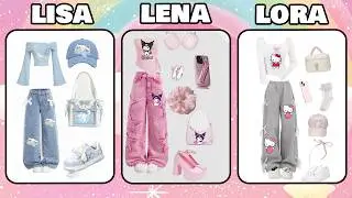 Lisa vs Lena vs Lora  Ultimate Fashion Choice Challenge 💄 #lisaorlena #beautyquiz #chooseone