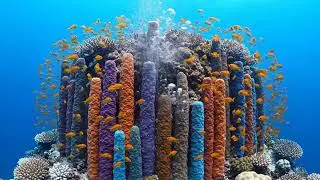 Mega Cylinder Reef (3H02M) &mdash; Vertical Coral Columns & Anthias Cloud | Relaxing 4K Aquarium, Fo&hellip;