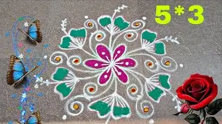 సంక్రాంతి రంగోలి డిజైనింగ్ ముగ్గు ✨🌺 సింపుల్ రంగోలి కొలం 😍 న్యూ డిజైన్!!