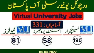 VU Jobs 2022|VU Jobs Apply online|Virtual University of Pakistan Jobs 2022|