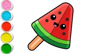 Watermelon Ice cream Drawing For Kids | painting & Colouring | How To Draw a Ice Cream drawing 