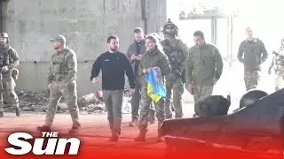 President Zelensky visits Ukrainian troops near the Bakhmut frontline