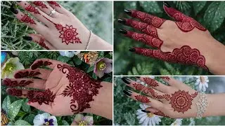 Simple red stain &hearts;️ beautiful mehndi designs ll 