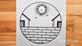 Circle Scenery Drawing | Easy Pencil Drawing 