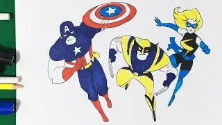 Captain AMERICA Wolverine And Miss Marvel Fight Coloring Pages | SAILANY Coloring Kids
