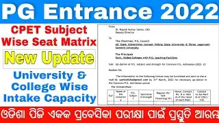 PG Entrance Test 2022 Big Updates//CPET 2022 University and College wise Seat Matrix,Entrance date..