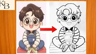 How to draw bts Jungkook tinytan || Jungkook tinytan drawing || Easy drawings step by step BTS JK 