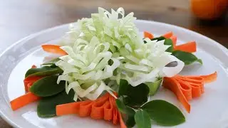 Handmade Leek Flower | Vegetable Carving Garnish | Food Decoration | Party Garnishing